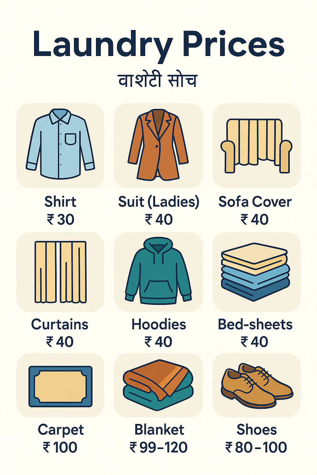 Laundry Wash & Fold Price List