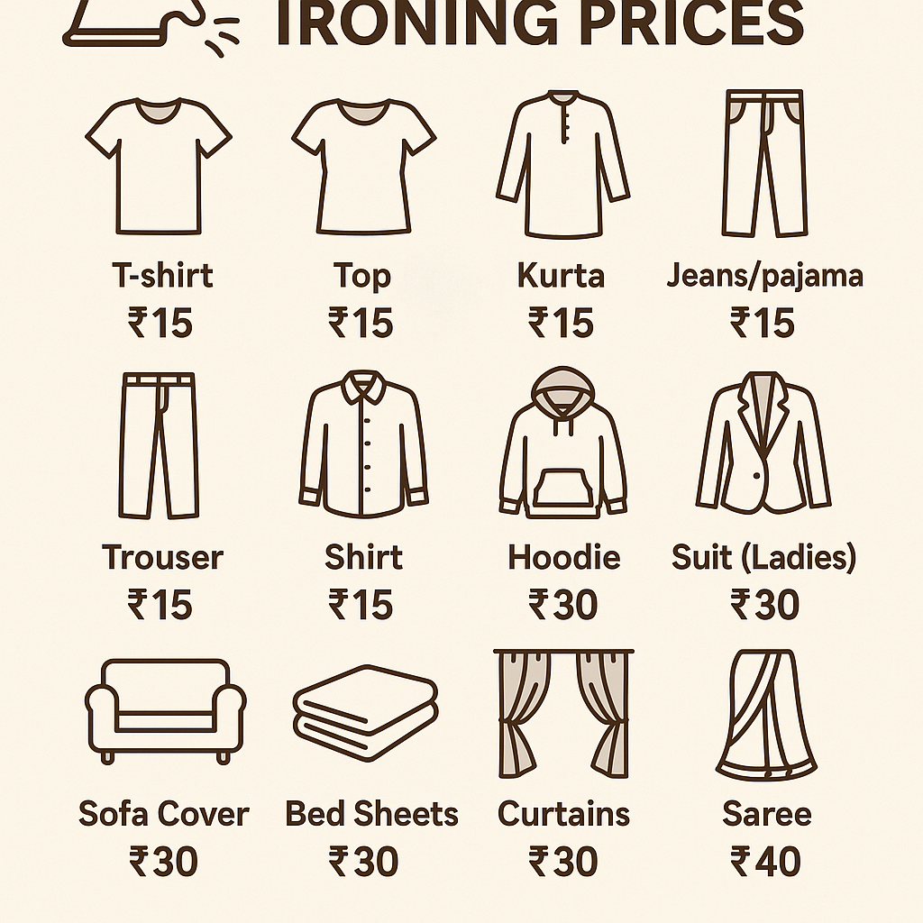 Steam Ironing Price List